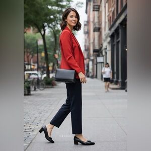 Easy Street Millie Black Pumps Size 9.5 M Low Block Heel with Patent Toe NWB